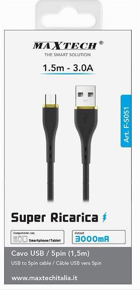CAVO USB/MICRO USB TRASFERIMENTO DATI SUPER RICARICA 1.5 MT 3A SMARTPHONE F-S051 in prodotto Trade Shop italia - Napoli, commercioVirtuoso.it