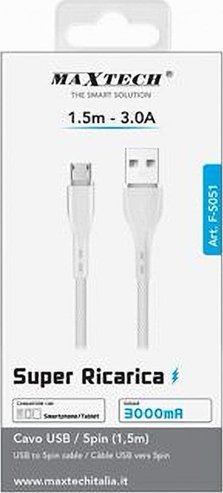 CAVO USB/MICRO USB TRASFERIMENTO DATI SUPER RICARICA 1.5 MT 3A SMARTPHONE F-S051 in prodotto Trade Shop italia - Napoli, commercioVirtuoso.it