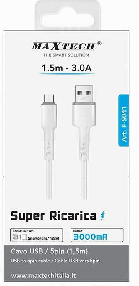 CAVO USB/MICRO USB 1.5MT 3 A SUPER RICARICA TRASFERIMENTO DATI SMARTPHONE F-S041 in prodotto Trade Shop italia - Napoli, commercioVirtuoso.it
