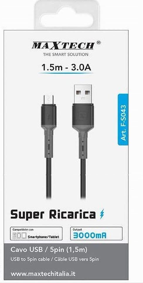 CAVO USB A MICRO USB 1.5 MT 3 A SUPER RICARICA DATI PER SMARTPHONE TABLET F-S043 in prodotto Trade Shop italia - Napoli, commercioVirtuoso.it
