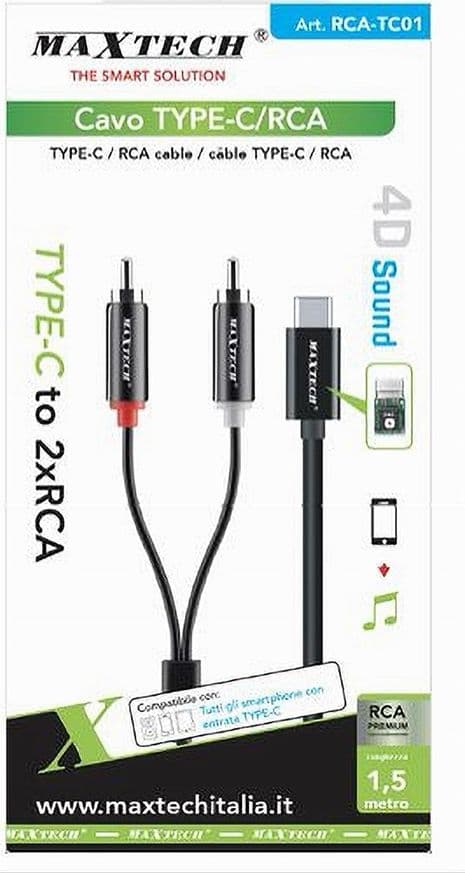 CAVO TYPE-C A 2XRCA DA 150 CM SDOPPIATORE A Y STEREO 4D SOUND DAC CHIP RCA-TC01 in Adattatori Trade Shop italia - Napoli, commercioVirtuoso.it
