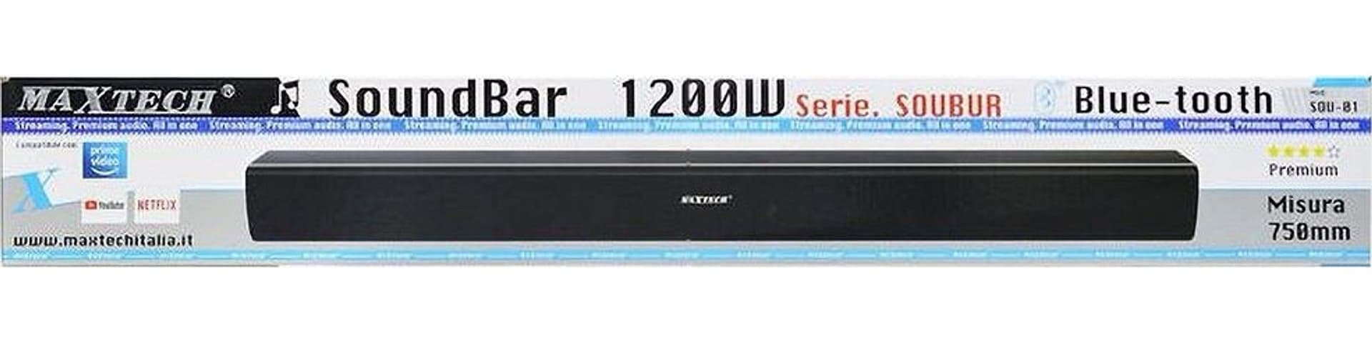 SOUNDBAR BLUETOOTH AUX USB 1200 WATT 750 MM SUBWOFFER CASSA ALTOPARLANTE SOU-01 in Soundbar Trade Shop italia - Napoli, commercioVirtuoso.it