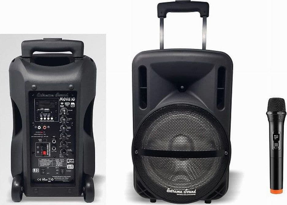 CASSA AUDIO A BATTERIA RICARICABILE TROLLEY WOOFER 10" USB EXTREME SOUND MOVE 10