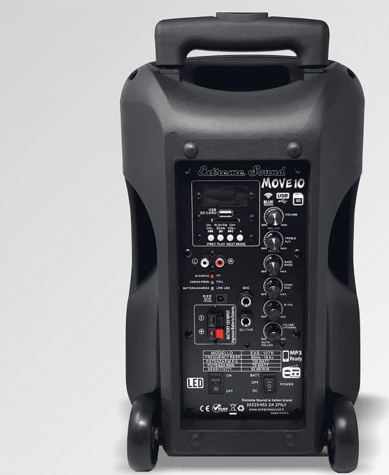 CASSA AUDIO A BATTERIA RICARICABILE TROLLEY WOOFER 10" USB EXTREME SOUND MOVE 10 in Monitor Trade Shop italia - Napoli, commercioVirtuoso.it