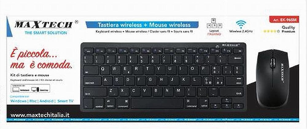 KIT TASTIERA + MOUSE WIRELESS 2.4GHZ LAYOUT ITA PC WINDOWS SMART TV MAC EK-965M in prodotto Trade Shop italia - Napoli, commercioVirtuoso.it