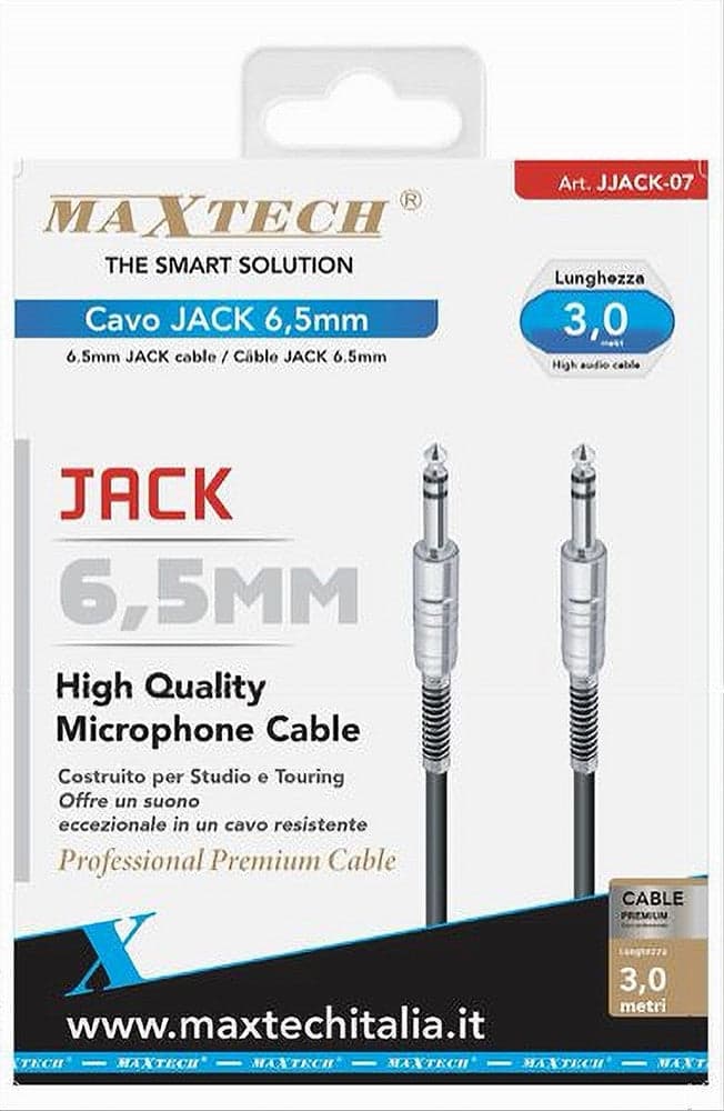 CAVO COLLEGAMENTO 2 JACK DA 6.5 MM 3 MT CAVETTO MICROFONO AUDIO STEREO JJACK-07 in Cavi Stereo Jack Trade Shop italia - Napoli, commercioVirtuoso.it
