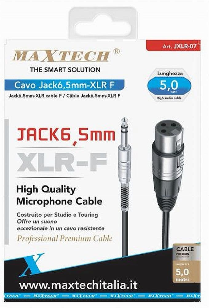 CAVO DA JACK 6.5 MM A XLR FEMMINA AUDIO PROLUNGA PER MICROFONO DA 5METRI JXLR-07 in Cavi per microfono Trade Shop italia - Napoli, commercioVirtuoso.it