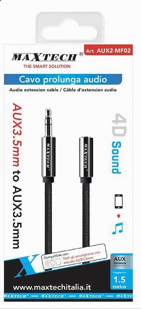 CAVO PROLUNGA AUDIO AUX CUFFIA M/F 3.5MM DA 1,5 MT 4D SOUND SMARTPHONE AUX2-MF02 in Cavi Stereo Jack Trade Shop italia - Napoli, commercioVirtuoso.it