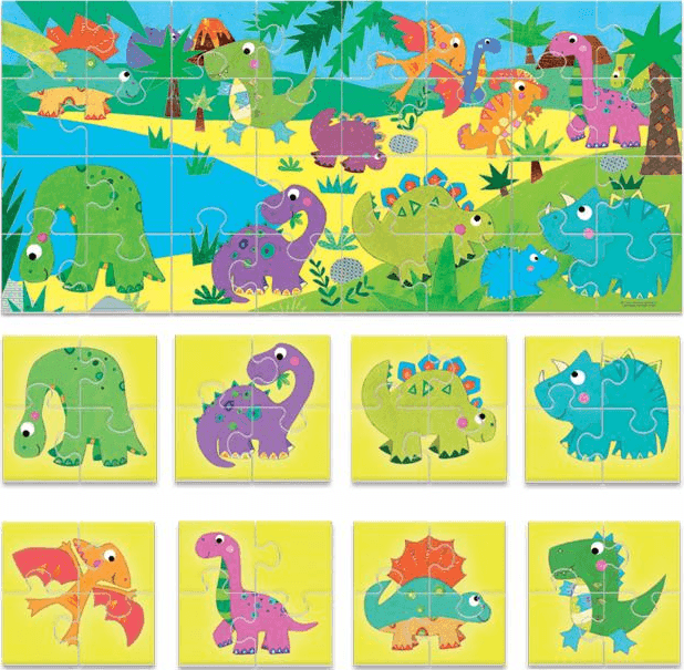 Headu- Dinosaurs Puzzle 8+1 - Grandi tessere double-face ( Anni 2+) in Puzzle classici Cartospedia - Napoli, commercioVirtuoso.it