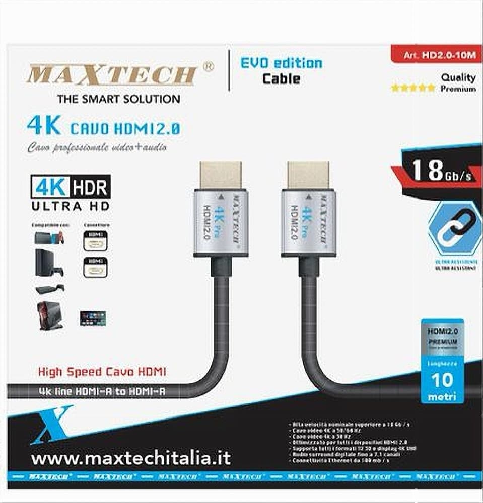 CAVO HDMI 2.0 4K DA 10 METRI HIGH SPEED TV MONITOR AUDIO VIDEO CAVETTO HD2.0-10M in Cavi HDMI Trade Shop italia - Napoli, commercioVirtuoso.it