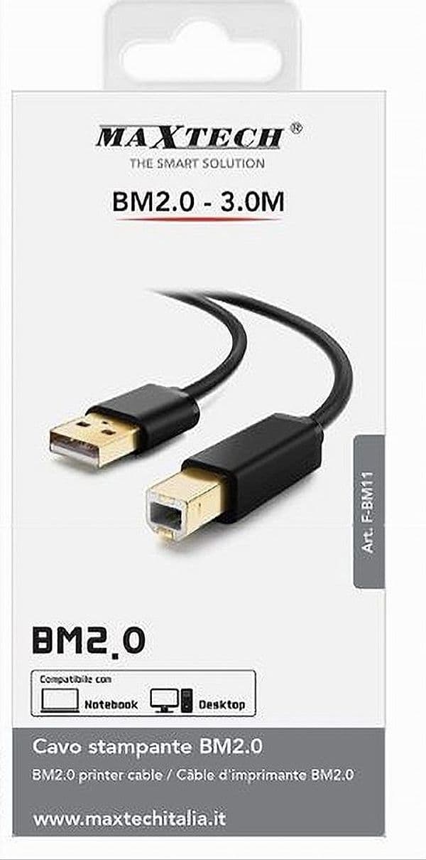 CAVO F-BM11 CAVETTO PER STAMPANTE BM2.0 USB DA 3MT COMPATIBILE NOTEBOOK DESKTOP in prodotto Trade Shop italia - Napoli, commercioVirtuoso.it