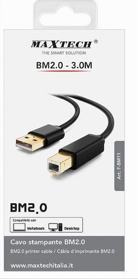 CAVO F-BM11 CAVETTO PER STAMPANTE BM2.0 USB DA 3MT COMPATIBILE NOTEBOOK DESKTOP in prodotto Trade Shop italia - Napoli, commercioVirtuoso.it