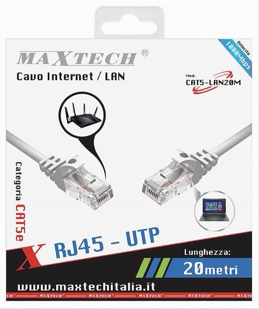 CAVO ETHERNET RETE LAN INTERNET RJ45 CAT5 20 METRI MODEM FILO PROLUNGA CAT5-20M in Cavi Ethernet Trade Shop italia - Napoli, commercioVirtuoso.it