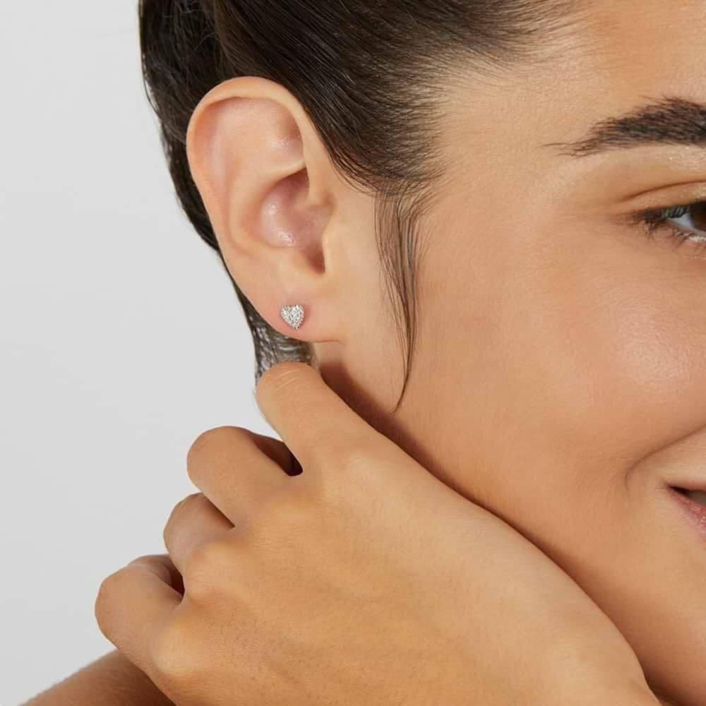 Stroili Orecchini a lobo Bon Ton oro bianco e Cubic zirconia in Orecchini Alba Gioielli - Casoria, commercioVirtuoso.it