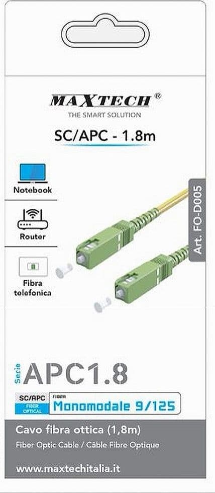 CAVO FIBRA OTTICA MONOMODALE 9/125 SC-APC 1.8 MT PER ROUTER NOTEBOOK FO-D005-1.8 in prodotto Trade Shop italia - Napoli, commercioVirtuoso.it