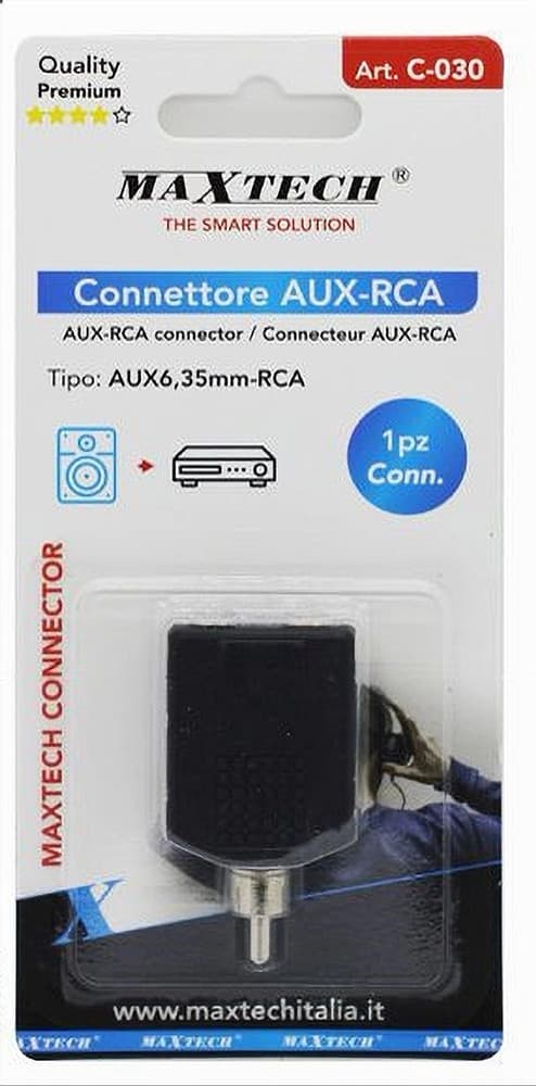 CONNETTORE ADATTATORE AUDIO STEREO 2X AUX FEMMINA DA 6,35 MM A RCA MASCHIO C-030 in Adattatori Trade Shop italia - Napoli, commercioVirtuoso.it