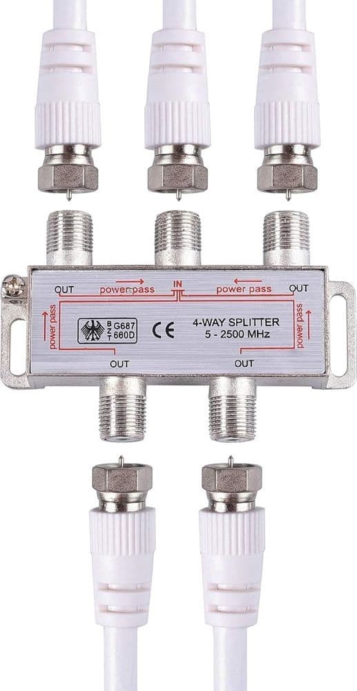 SPLITTER 5-2500MHZ 4 VIE CAVO CONNETTORE ADATTATORE ANTENNA TV SATELLITARE C-032 in Splitter Trade Shop italia - Napoli, commercioVirtuoso.it
