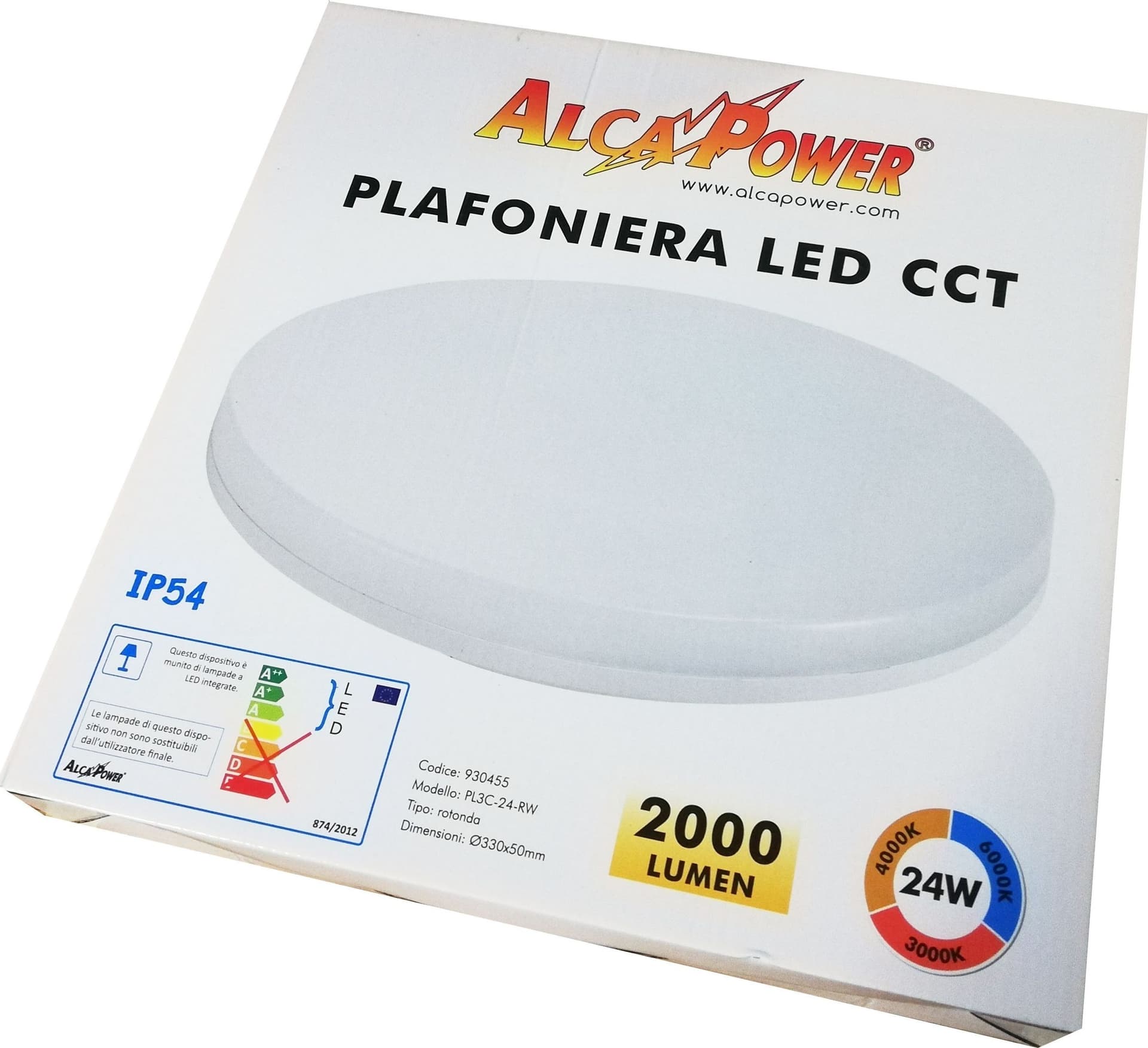 Alca Power plafoniera led tonda 24W 2000lm IP54 - per esterni ed interni in Plafoniere Aloiserw.com - Altomonte, commercioVirtuoso.it