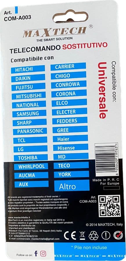 TELECOMANDO UNIVERSALE RICAMBIO COMPATIBILE CONDIZIONATORE CLIMATIZZATORE COM-A003 in Telecomandi Trade Shop italia - Napoli, commercioVirtuoso.it