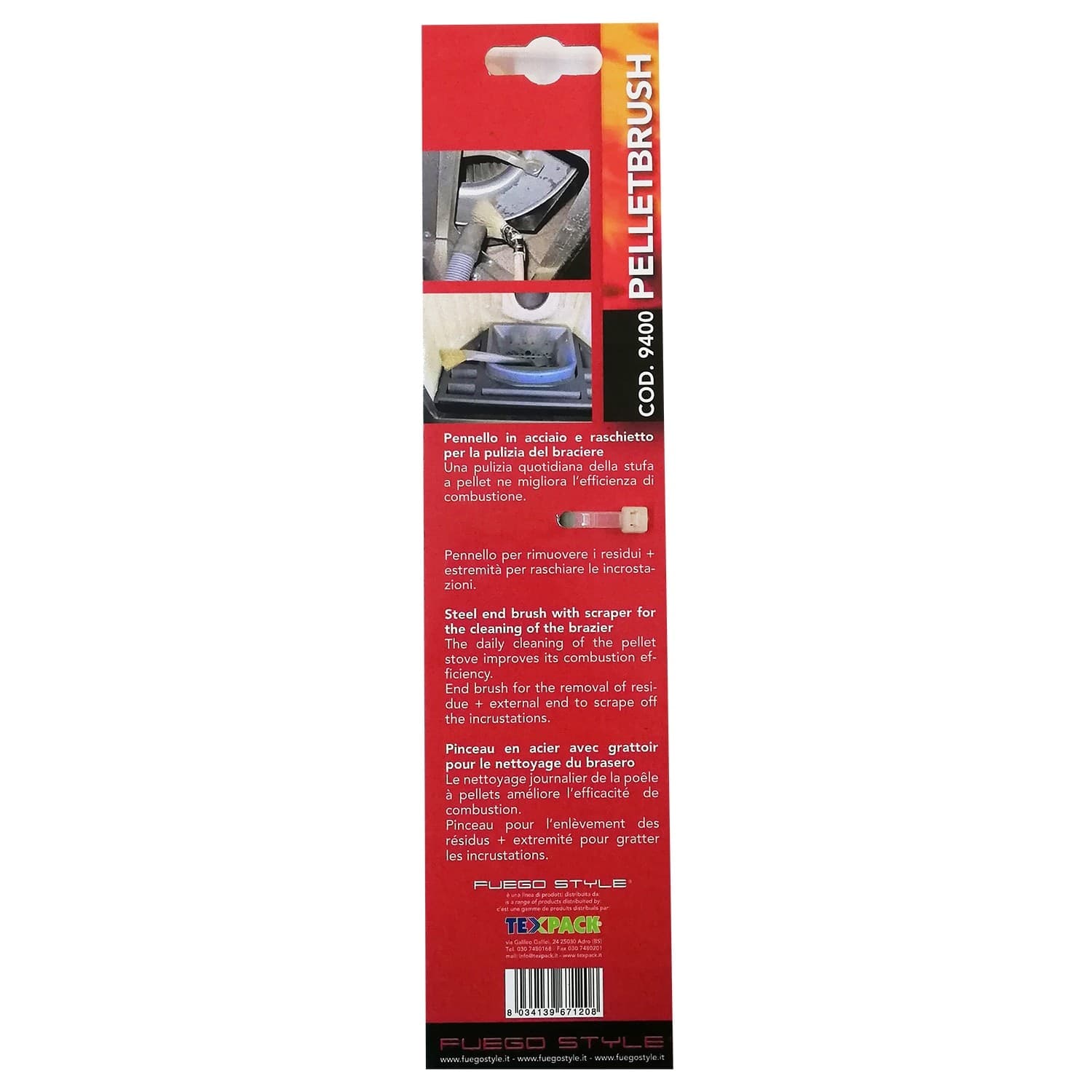 Pelletbrush - spazzola e raschietto per stufa a pellet in Pagliette e spazzole per pulire Aloiserw.com - Altomonte, commercioVirtuoso.it