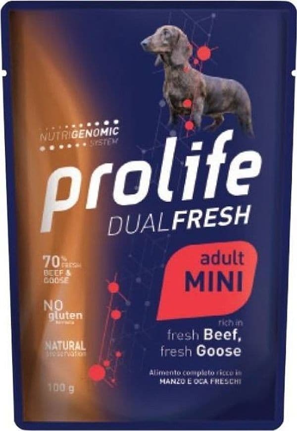 Prolife Dualfresh mangime umido Cani Adulti Mini manzo e oca 100 gr