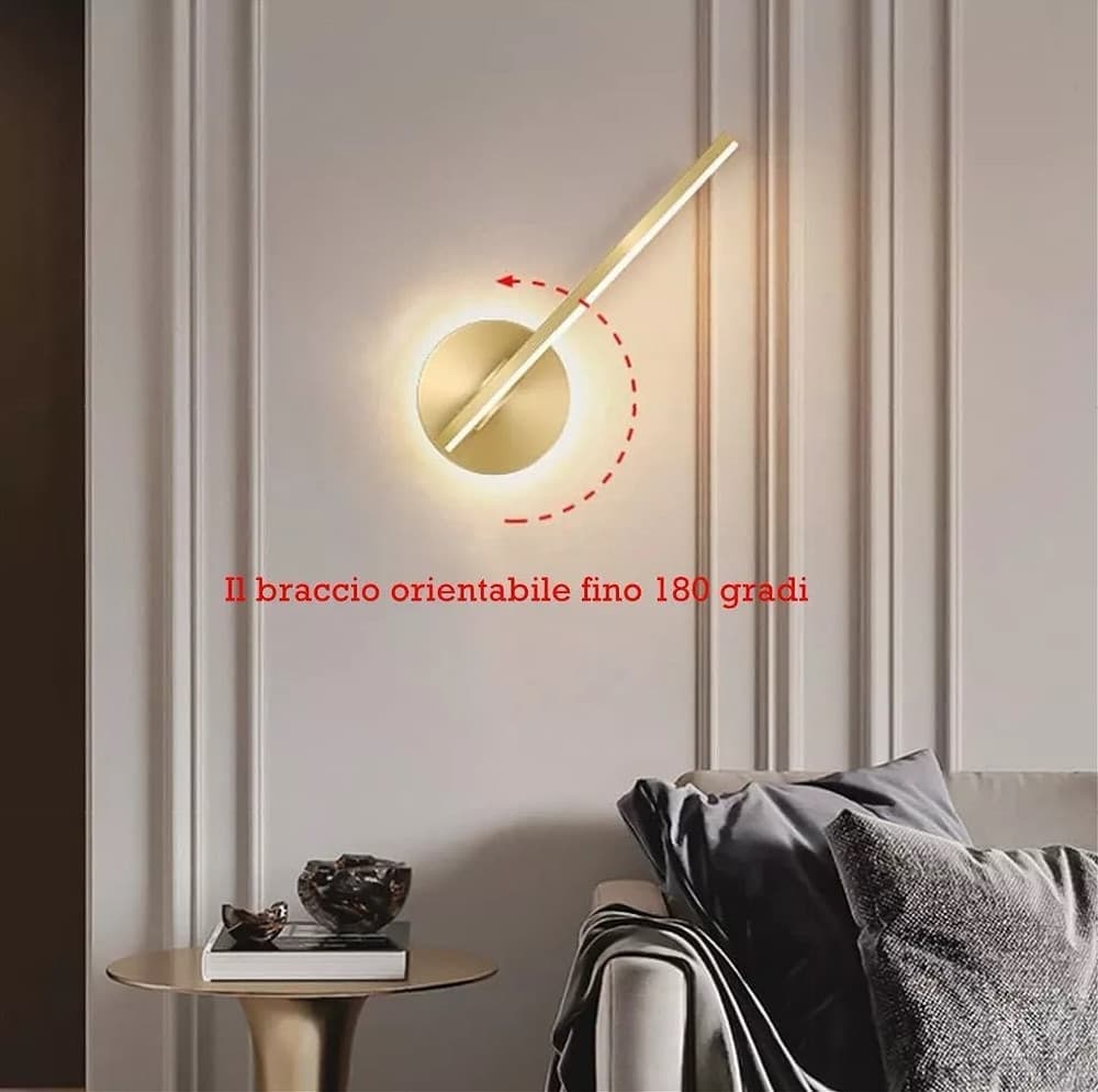 APPLIQUE DA PARETE LED 13 W LINEARE ORIENTABILE ORO LAMPADA LUCE NATURALE 50384 in Applique Trade Shop italia - Napoli, commercioVirtuoso.it