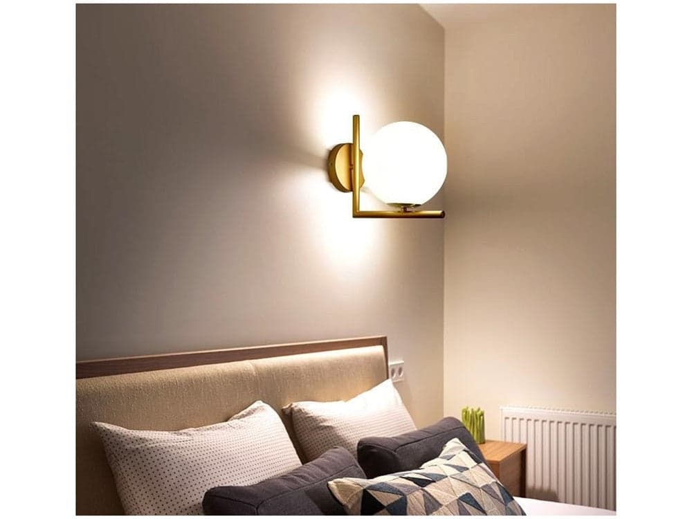 APPLIQUE PARETE ATTACCO G9 SFERA VETRO METALLO ORO LAMPADA MODERNO MINIMAL 32842 in Applique Trade Shop italia - Napoli, commercioVirtuoso.it
