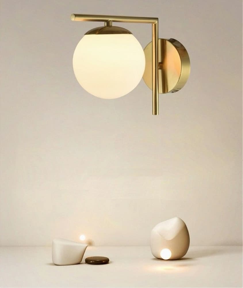 APPLIQUE PARETE ATTACCO G9 SFERA VETRO METALLO ORO LAMPADA MODERNO MINIMAL 32842 in Applique Trade Shop italia - Napoli, commercioVirtuoso.it