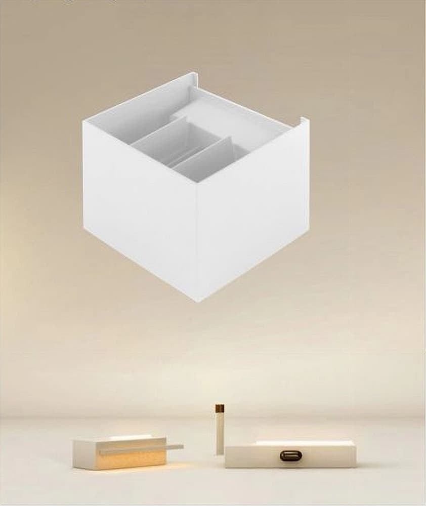 APPLIQUE LED A CUBO 12 WATT LAMPADA QUADRATA BIANCO DA PARETE INTERNO IP20 00748 in Lampade da parete Trade Shop italia - Napoli, commercioVirtuoso.it