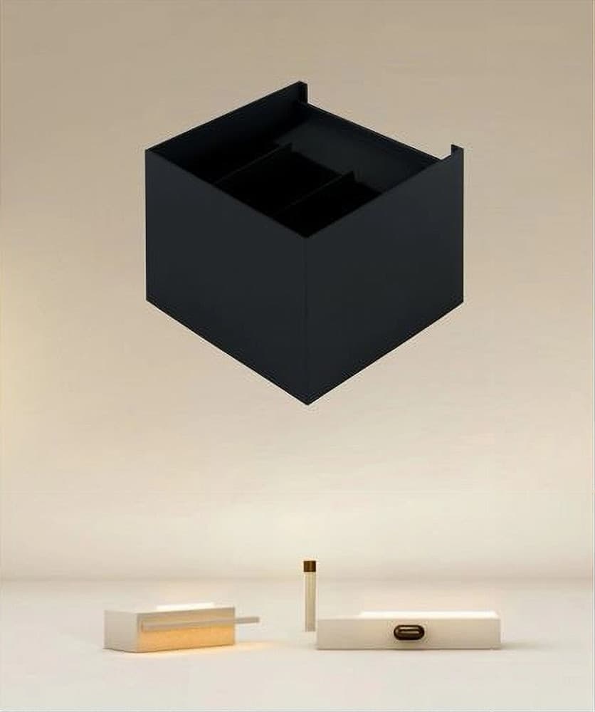 APPLIQUE LED A CUBO 12 WATT LAMPADA QUADRATA NERO DA PARETE INTERNO IP20 00755 in Lampade da parete Trade Shop italia - Napoli, commercioVirtuoso.it