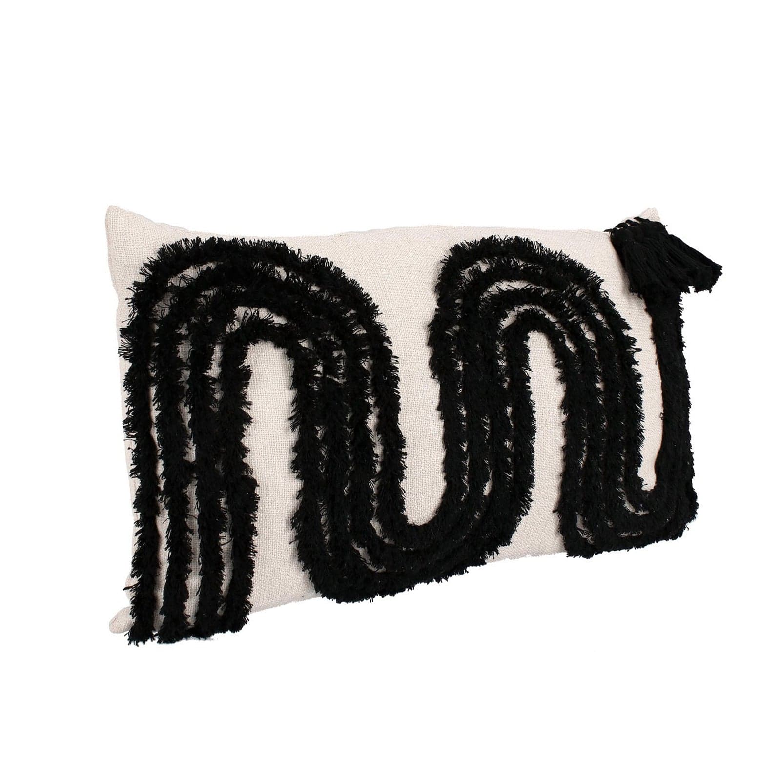 Cuscino "Fluffy" in poliestere e cotone colore nero e bianco sfoderabile per sedie e divani - 7
