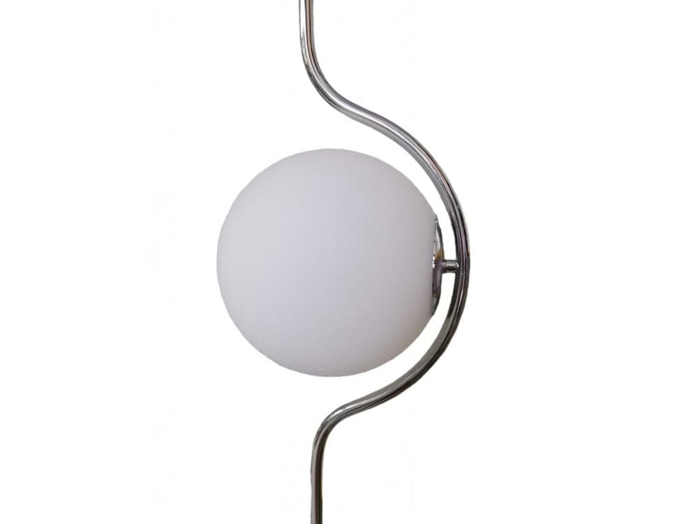 LAMPADA DA TERRA ARGENTO CON SFERA VETRO BIANCO PIANTANA E27 DESIGN MODERNO 33900 in Lampade da terra Trade Shop italia - Napoli, commercioVirtuoso.it