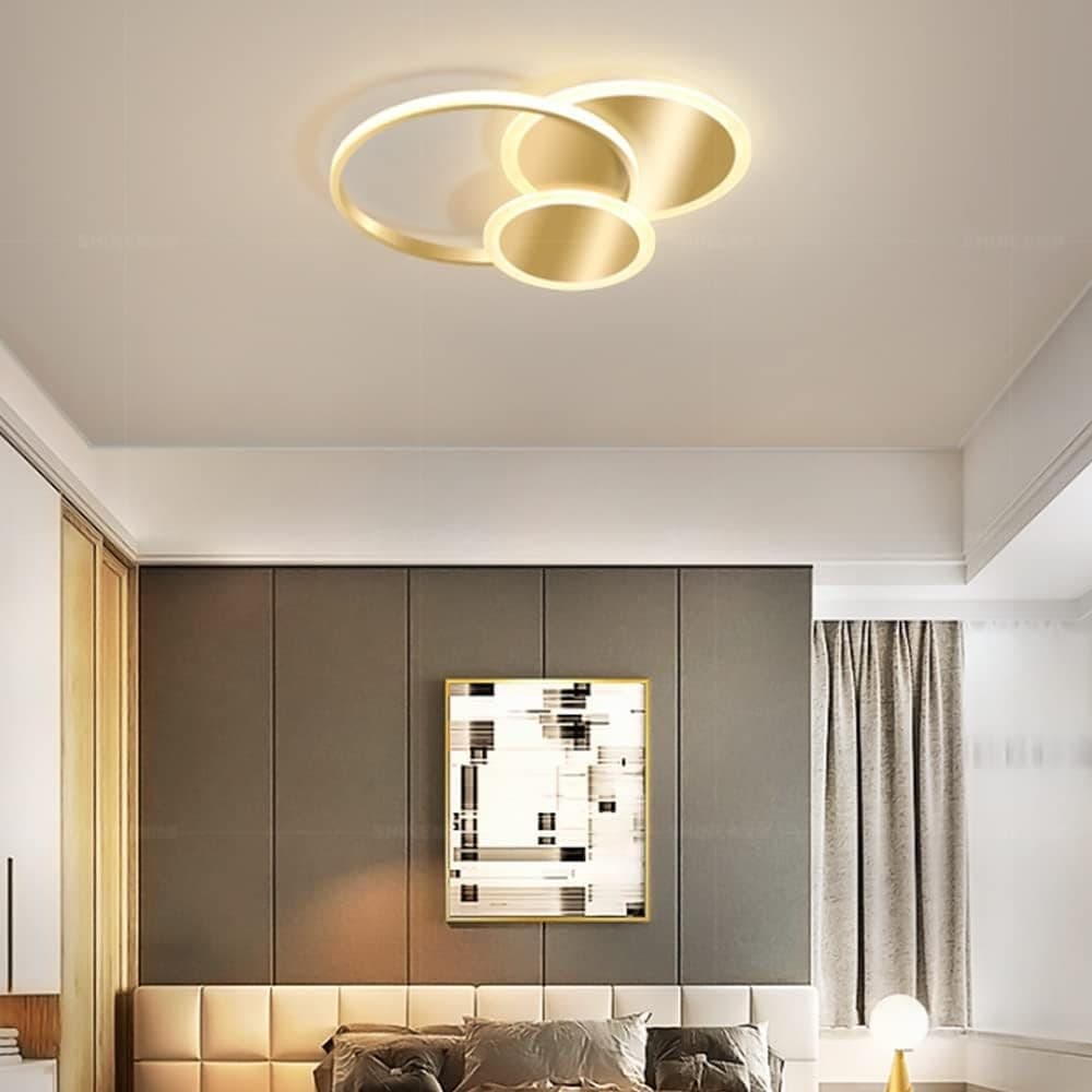 PLAFONIERA LUCE NATURALE LED CERCHI 38W LAMPADARIO DA SOFFITTO ORO MODERNO 50033 in Lampadari Trade Shop italia - Napoli, commercioVirtuoso.it