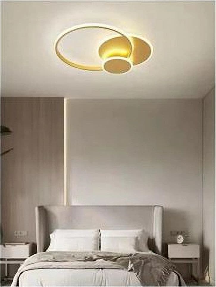 PLAFONIERA LUCE FREDDA LED CERCHI 38 W LAMPADARIO DA SOFFITTO ORO MODERNO 50040 in Plafoniere Trade Shop italia - Napoli, commercioVirtuoso.it