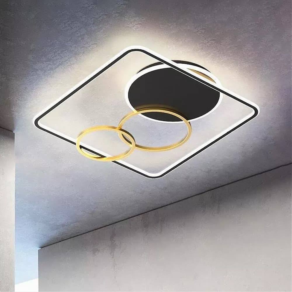 PLAFONIERA LED 55W QUADRATO CON CERCHI NERO ORO LAMPADA SOFFITTO LUCE 4000K 70890 in Plafoniere Trade Shop italia - Napoli, commercioVirtuoso.it