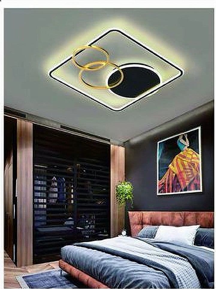 PLAFONIERA LED 55W QUADRATO CON CERCHI NERO ORO LAMPADA SOFFITTO LUCE 4000K 70890 in Plafoniere Trade Shop italia - Napoli, commercioVirtuoso.it