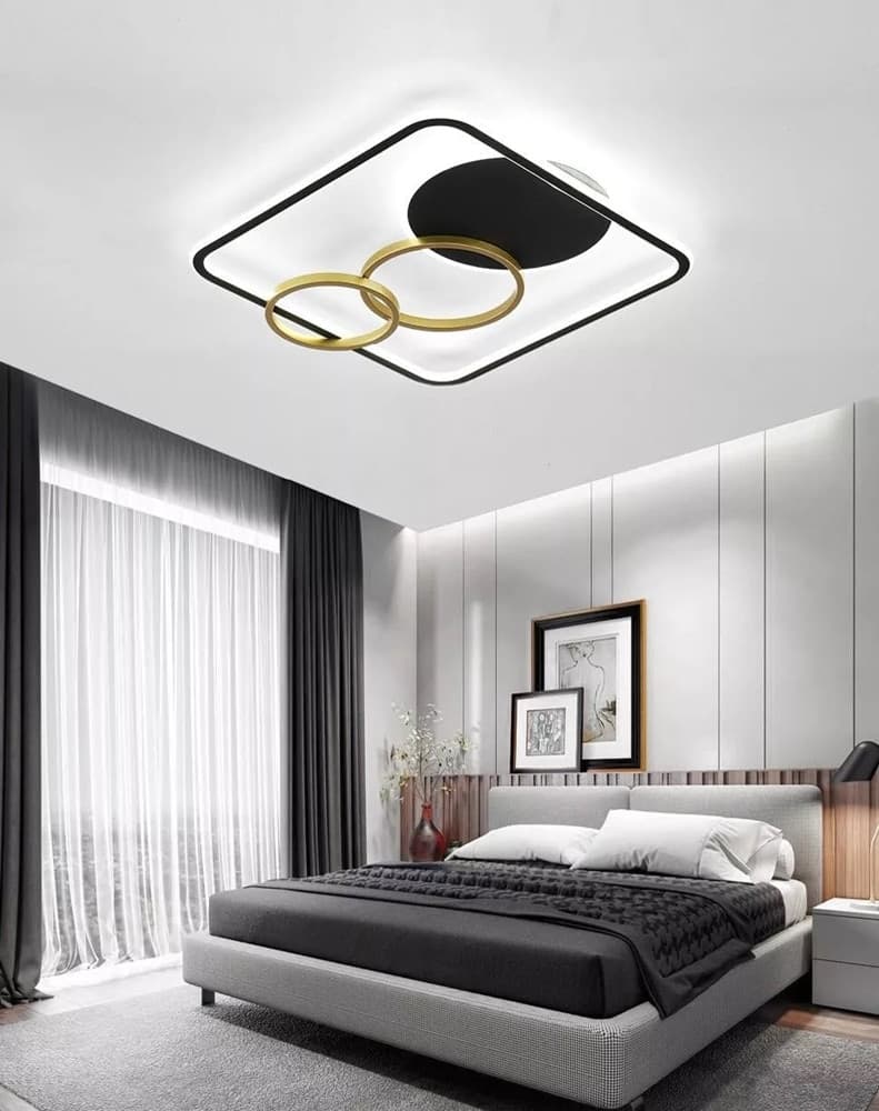 PLAFONIERA LED 55W QUADRATO CON CERCHI NERO ORO LAMPADA SOFFITTO LUCE 6500K 70906 in Plafoniere Trade Shop italia - Napoli, commercioVirtuoso.it