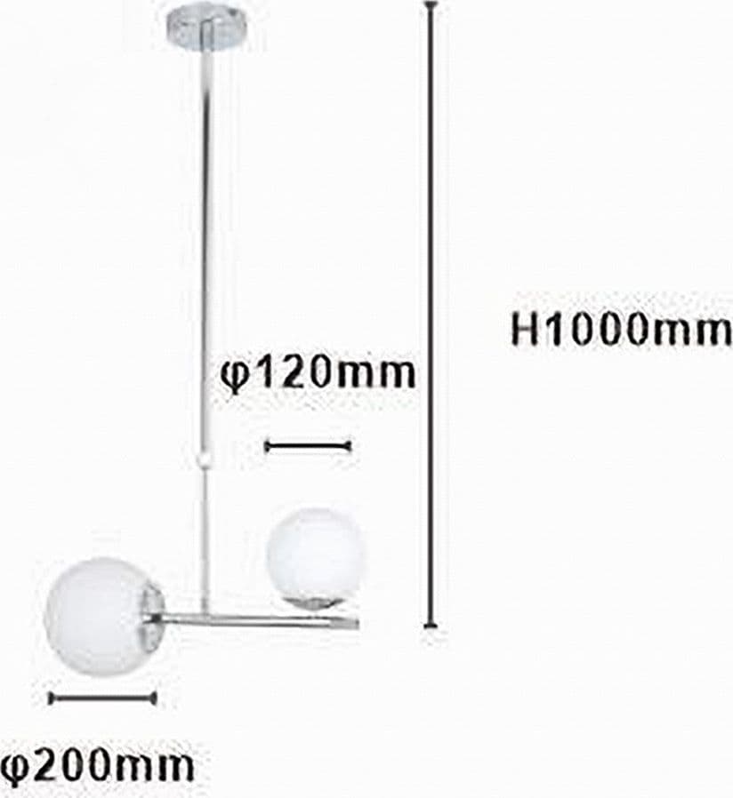 LAMPADARIO A SOSPENSIONE ARGENTO CON 2 SFERE IN VETRO BIANCO ATTACCO G9 E27 33498 in Lampade a sospensione Trade Shop italia - Napoli, commercioVirtuoso.it