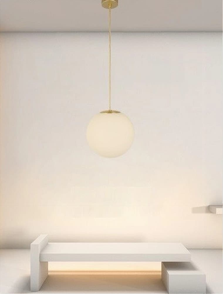LAMPADARIO A SOSPENSIONE ORO CON SFERA VETRO BIANCO ATTACCO E27 MODERNO MINIMAL 33504 in Lampade a sospensione Trade Shop italia - Napoli, commercioVirtuoso.it