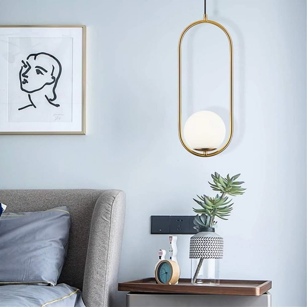 LAMPADARIO A SOSPENSIONE ORO OVALE CON SFERA VETRO ATTACCO E27 MODERNA MINIMAL 32835 in Lampade a sospensione Trade Shop italia - Napoli, commercioVirtuoso.it