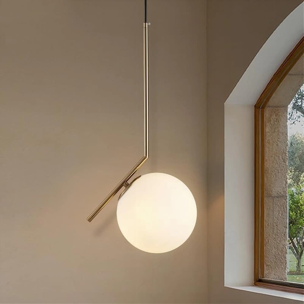 LAMPADARIO A SOSPENSIONE ATTACCO E27 ORO CON SFERA IN VETRO MODERNO MINIMAL 32828 in Lampade a sospensione Trade Shop italia - Napoli, commercioVirtuoso.it