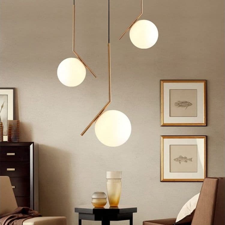 LAMPADARIO A SOSPENSIONE ATTACCO E27 ORO CON SFERA IN VETRO MODERNO MINIMAL 32828 in Lampade a sospensione Trade Shop italia - Napoli, commercioVirtuoso.it