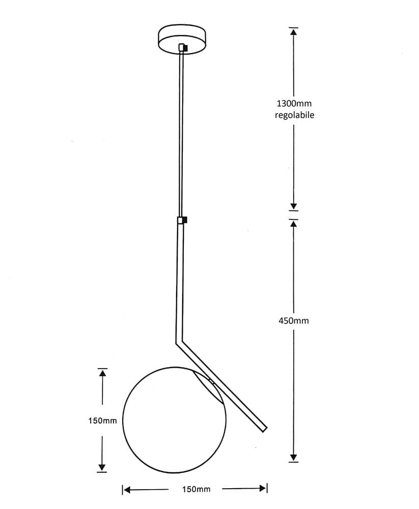 LAMPADARIO A SOSPENSIONE ATTACCO E27 ARGENTO CON SFERA VETRO MODERNO MINIMAL 33474 in Lampade a sospensione Trade Shop italia - Napoli, commercioVirtuoso.it