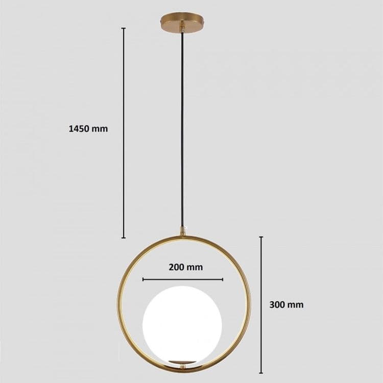 LAMPADARIO A SOSPENSIONE CERCHIO METALLO CON SFERA VETRO BIANCO ATTACCO E27 ORO 32811 in Lampade a sospensione Trade Shop italia - Napoli, commercioVirtuoso.it