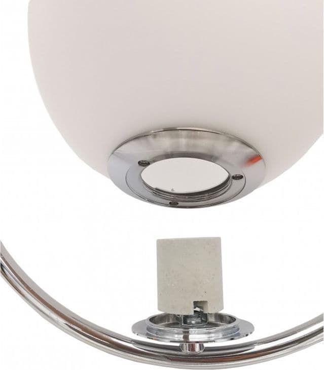 LAMPADARIO A SOSPENSIONE CERCHIO METALLO SFERA VETRO BIANCO ATTACCO E27 ARGENTO 33467 in Lampade a sospensione Trade Shop italia - Napoli, commercioVirtuoso.it