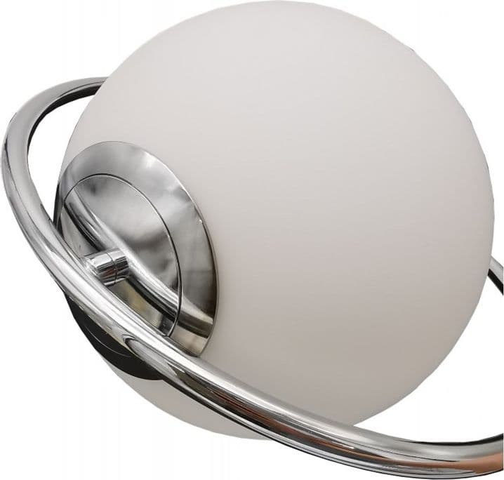 LAMPADARIO A SOSPENSIONE CERCHIO METALLO SFERA VETRO BIANCO ATTACCO E27 ARGENTO 33467 in Lampade a sospensione Trade Shop italia - Napoli, commercioVirtuoso.it