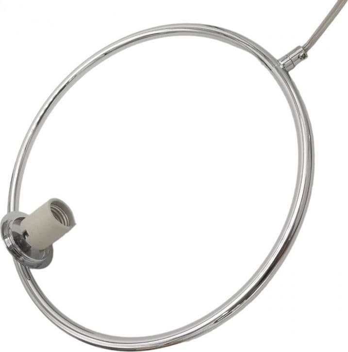 LAMPADARIO A SOSPENSIONE CERCHIO METALLO SFERA VETRO BIANCO ATTACCO E27 ARGENTO 33467 in Lampade a sospensione Trade Shop italia - Napoli, commercioVirtuoso.it