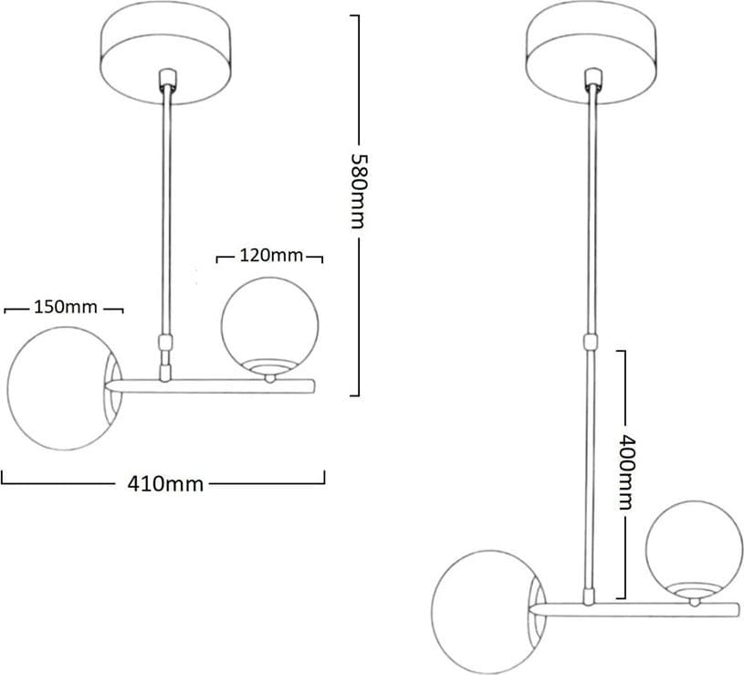 LAMPADARIO A SOSPENSIONE ORO CON 2 SFERE IN VETRO BIANCO OPACO ATTACCO G9 E27 33481 in Lampade a sospensione Trade Shop italia - Napoli, commercioVirtuoso.it