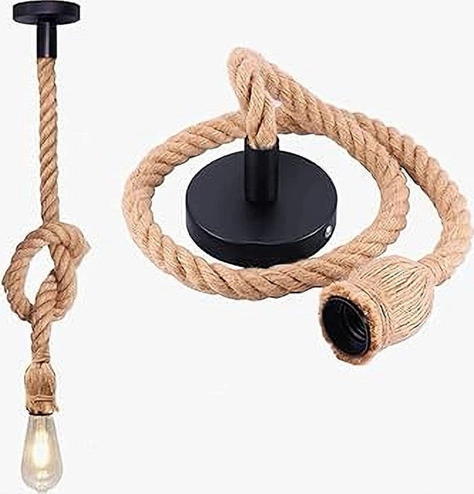 LAMPADARIO A SOSPENSIONE DA 3 MT CORDA DI CANAPA PORTALAMPADA ATTACCO E27 582963