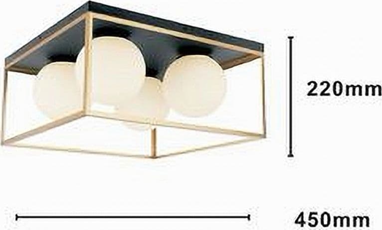 LAMPADARIO MODERNO NERO ORO A SOFFITTO PLAFONIERA QUADRATA E27 NORDICO 4 SFERE 32699 in Lampadari Trade Shop italia - Napoli, commercioVirtuoso.it